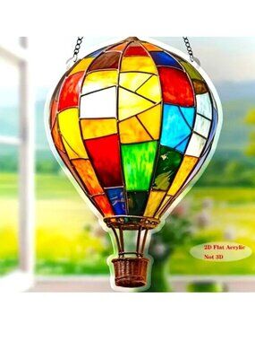 Suncatcher Hot Air Balloon Hanging Window Decor Very Colorful Garden Rainbow Fun